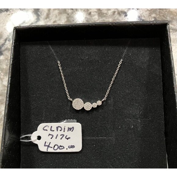 Sterling Silver Diamond Necklace, 16” w/2-1” extenders, .35 Carats Total